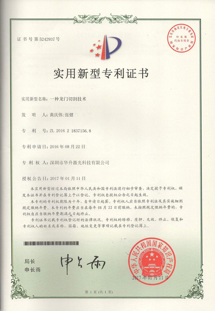 CHINA Riselaser Technology Co., Ltd Certificações